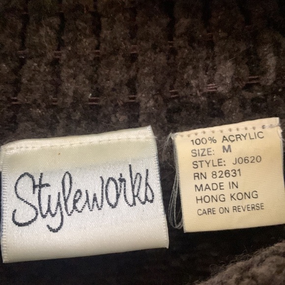 Vintage style works acrylic long sleeve brown sweater dress women’s size medium - Picture 5 of 8